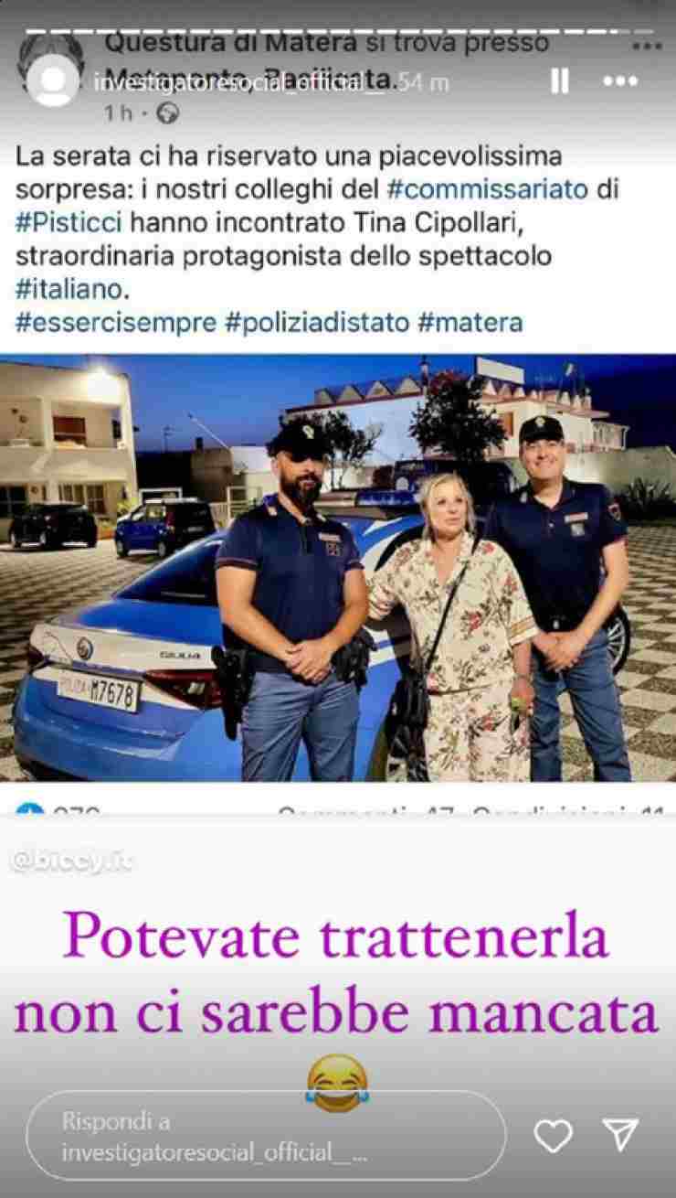 Tina Cipollari polizia